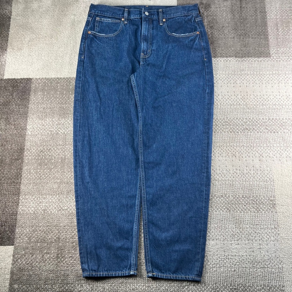 Gap Barrel Jean High Rise Dark Indigo Blue Denim Womens Size 31 12T Tall